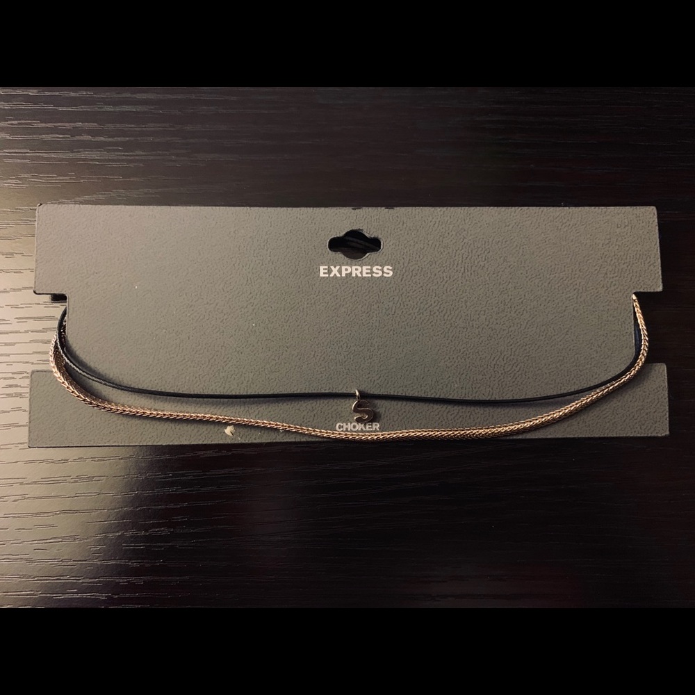Express Gold & Black Choker with “S” Initial